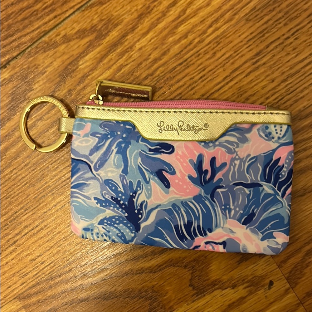 Lilly Pulitzer Pink and Blue Tropical Coin Pouch